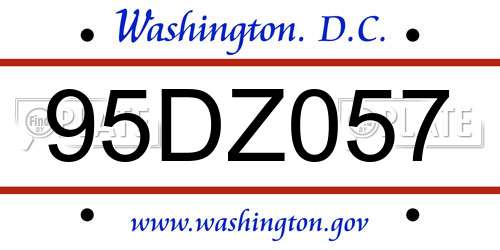 95DZ057 District Of Columbia License Plate