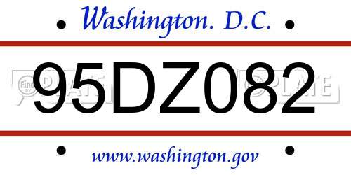 95DZ082 District Of Columbia License Plate