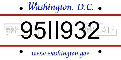 95II932 District Of Columbia License Plate