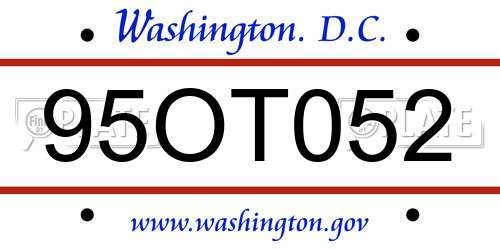 95OT052 District Of Columbia License Plate