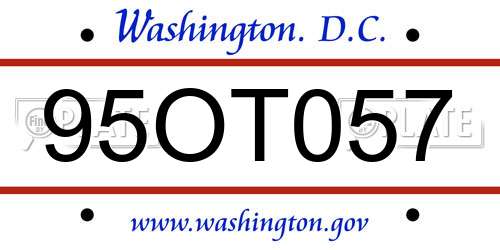 95OT057 District Of Columbia License Plate