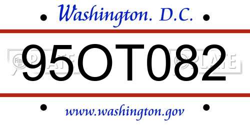 95OT082 District Of Columbia License Plate