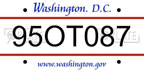 95OT087 District Of Columbia License Plate