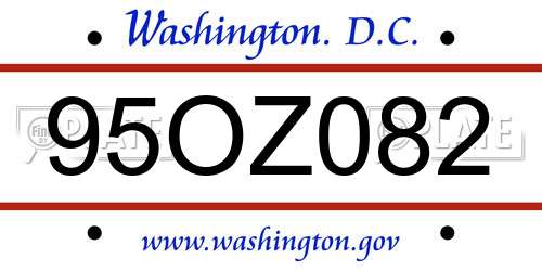 95OZ082 District Of Columbia License Plate