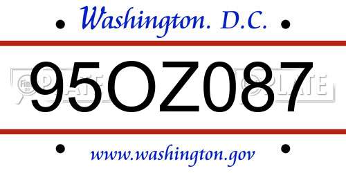95OZ087 District Of Columbia License Plate