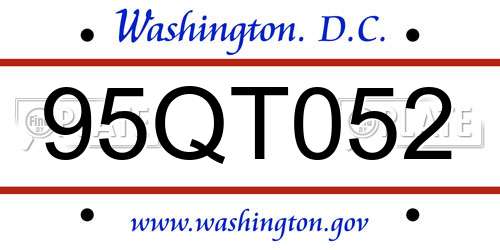 95QT052 District Of Columbia License Plate