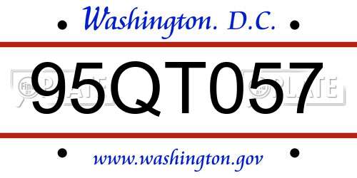 95QT057 District Of Columbia License Plate