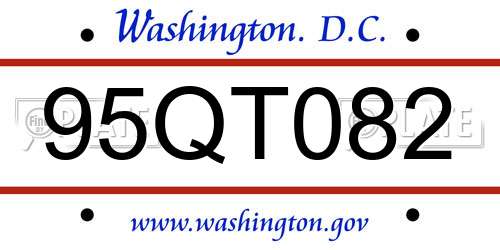 95QT082 District Of Columbia License Plate