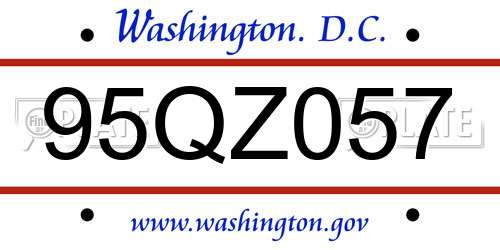 95QZ057 District Of Columbia License Plate