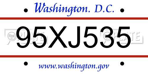 95XJ535 District Of Columbia License Plate