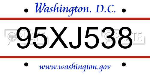 95XJ538 District Of Columbia License Plate