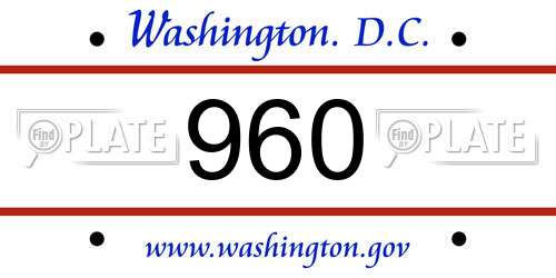 960 District Of Columbia License Plate