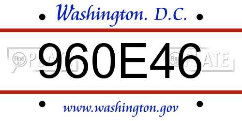 960E46 District Of Columbia License Plate