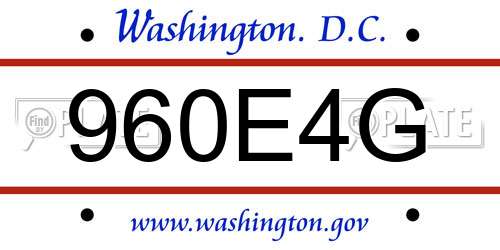 960E4G District Of Columbia License Plate