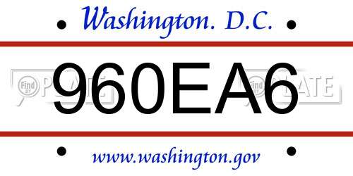 960EA6 District Of Columbia License Plate