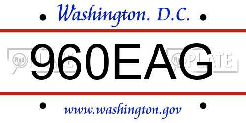 960EAG District Of Columbia License Plate