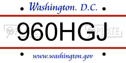 960HGJ District Of Columbia License Plate