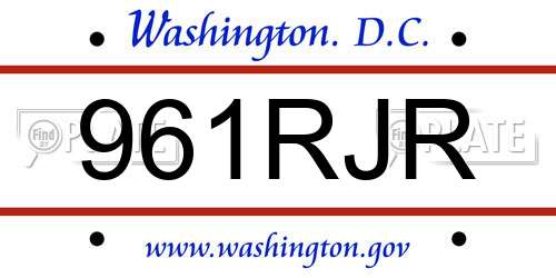 961RJR District Of Columbia License Plate