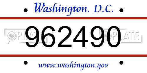 962490 District Of Columbia License Plate