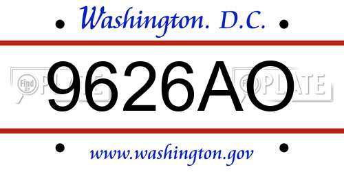 9626AO District Of Columbia License Plate