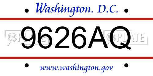 9626AQ District Of Columbia License Plate