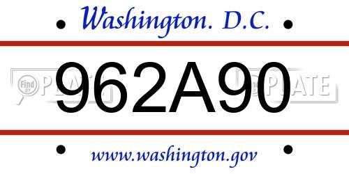 962A90 District Of Columbia License Plate