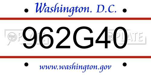 962G40 District Of Columbia License Plate