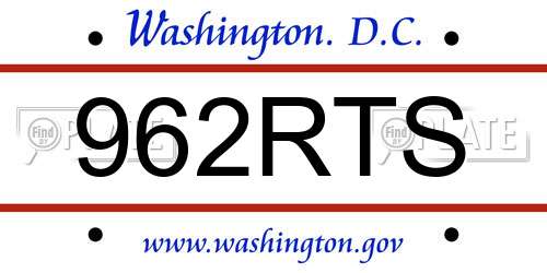 962RTS District Of Columbia License Plate