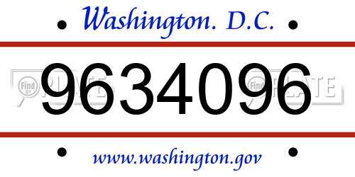 9634096 District Of Columbia License Plate