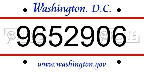 9652906 District Of Columbia License Plate