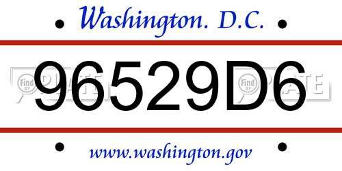 96529D6 District Of Columbia License Plate