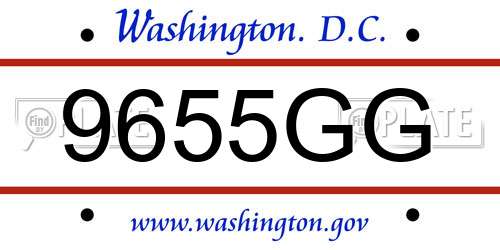 9655GG District Of Columbia License Plate