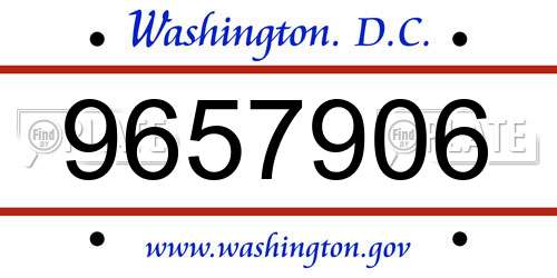 9657906 District Of Columbia License Plate