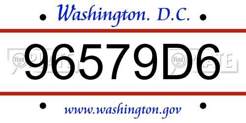 96579D6 District Of Columbia License Plate