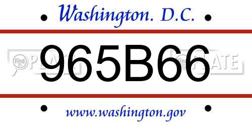 965B66 District Of Columbia License Plate