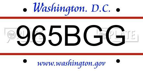 965BGG District Of Columbia License Plate