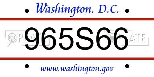 965S66 District Of Columbia License Plate