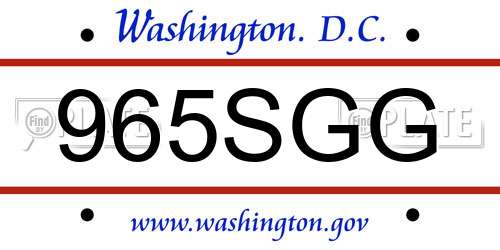 965SGG District Of Columbia License Plate