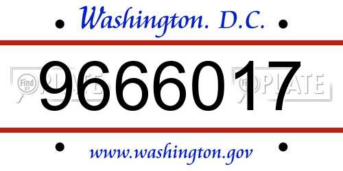 9666017 District Of Columbia License Plate