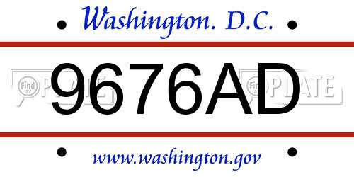 9676AD District Of Columbia License Plate