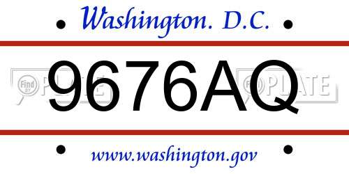 9676AQ District Of Columbia License Plate