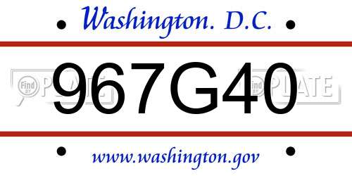 967G40 District Of Columbia License Plate