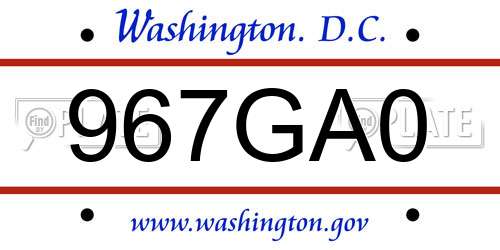 967GA0 District Of Columbia License Plate