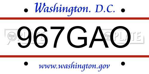 967GAO District Of Columbia License Plate