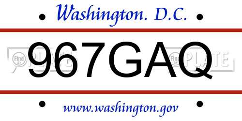 967GAQ District Of Columbia License Plate