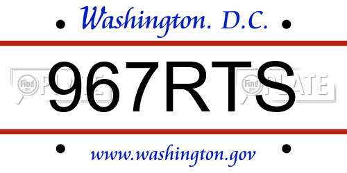 967RTS District Of Columbia License Plate