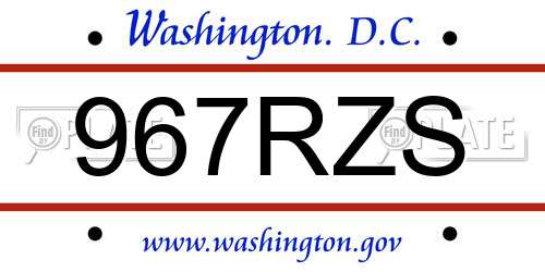 967RZS District Of Columbia License Plate