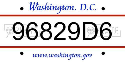 96829D6 District Of Columbia License Plate