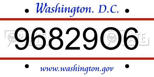 96829O6 District Of Columbia License Plate