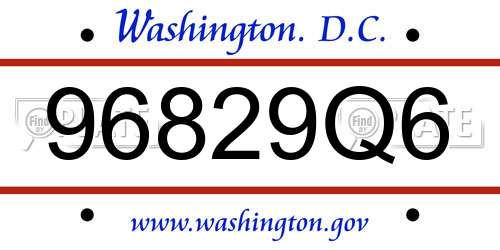 96829Q6 District Of Columbia License Plate